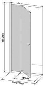 Flexi állítható zuhanyajtó 76-91x185 cm