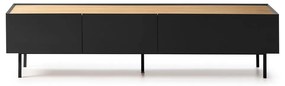 Fekete-natúr színű TV-állvány tölgyfa dekorral 180x45 cm Arista – Teulat