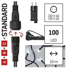 LED Karácsonyi kültéri lánc 100xLED/15m IP44 hideg fehér