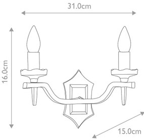 Elstead RY2B-BLACK - Fali lámpa RECTORY 2xE14/60W/230V