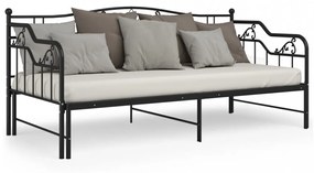 fekete fém kihúzható kanapéágykeret 90 x 200 cm