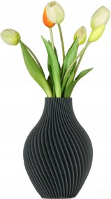 Váza művirág üveg 3D szürke magas 16cm dekoratív műanyag