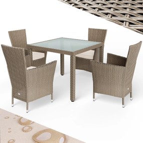 Casaria® Kerti rattan garnitúra Bali 1+4 - bézs/krém