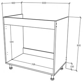 Benita 2 ajtós Alsó konyhaszekrény Sonoma Tölgy-Fehér 80x50x80 cm