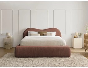 Narancssárga kárpitozott ágyneműtartós franciaágy ágyráccsal 140x190 cm Orlane – Bobochic Paris