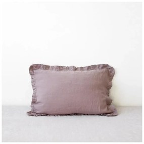Lila len párnahuzat fodros szegéllyel, 50 x 60 cm - Linen Tales