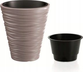 Kis homokszínű virágcserép betéttel, világosbarna 66850-1957