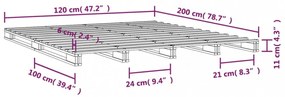 mézbarna tömör fenyőfa raklapágy 120 x 200 cm
