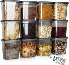 12x Konyhai Tartályok ömlesztett termékek élelmiszerek kávé cukor só tészta 1,85