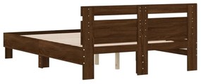 barna tölgy színű szerelt fa ágykeret fejtámlával 120x200 cm