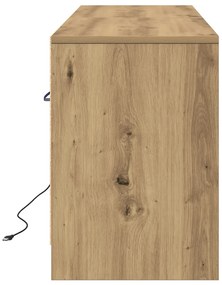 TV Szekrény LED világítással Artisan Tölgy 139,5x34x50 cm, Műszakilag Készült Fából