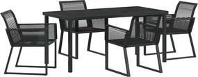 vidaXL Kert étkező szett 5 pcs Fekete Porszórt acél