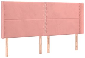 rózsaszín bársony LED-es fejtámla 203x16x118/128 cm