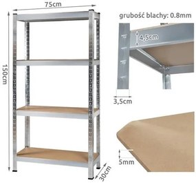 Raktári állvány 150x75x30