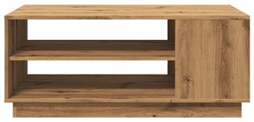 Kézműves tölgy színű szerelt fa dohányzóasztal 102 x 55 x 43 cm