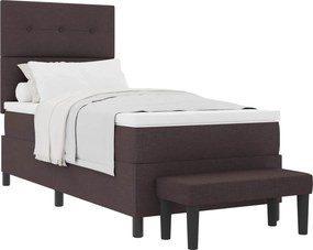 vidaXL Boxrugós ágy matracmal Sötét Barna 80 x 200 cm szövet
