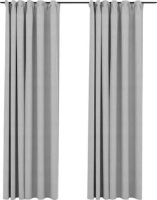vidaXL 2 db szürke vászonhatású sötétítőfüggöny kampókkal 140 x 225 cm