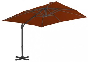 terrakotta színű konzolos napernyő alumínium rúddal 300x300 cm