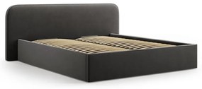 Fekete kárpitozott ágyneműtartós franciaágy ágyráccsal 200x200 cm Elizabeth – Micadoni