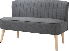HOMCOM kétszemélyes kanapé — kis méretű lenvászon hatású kárpitozott kanapé nappaliba, hálószobába és kis terekbe, szürke (117 x 56,5 x 77 cm) | Aosom
