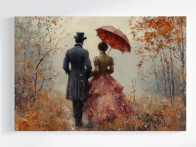 Vászonkép Canvas Pár Séta Ősz Retro Viktoriánus Stílus 60x40