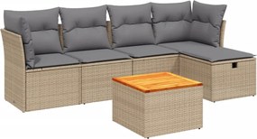 vidaXL 6 részes vegyes bézs polyrattan kerti ülőgarnitúra párnákkal
