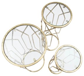 Kerek tárolóasztal szett üveg asztallappal, 3 db-os ø 32 cm Tunisi – Mauro Ferretti