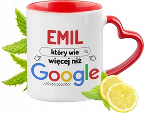 Emilnek Piros Bögre Szív Alakú Füllel Ajándék