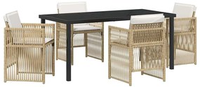 vidaXL Kert étkező szett 5 pcs Bézs Porszórt acél