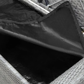 szürke polyrattan tárolópad párnával 138 cm