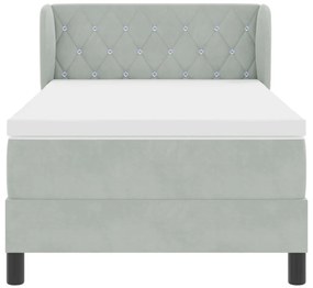 Boxspring Ágy Mattal Világosszürke 90x200 cm Bársony