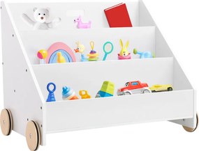 Gyerek könyvespolc kerekekkel, fehér, BERUS