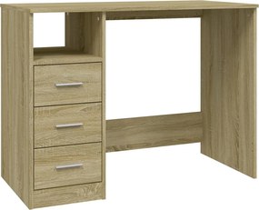 vidaXL sonoma tölgy színű szerelt fa íróasztal fiókokkal 102x50x76 cm