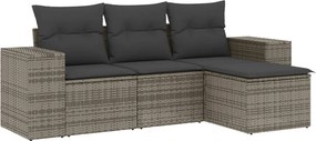 vidaXL 4 részes szürke polyrattan kerti ülőgarnitúra párnákkal