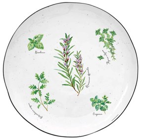 Porcelán fűszernövényes lapostányér Herbarium