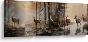 Kép - Vintage vadvilág festmény (órával) (90x30 cm)