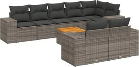 vidaXL 9 részes szürke polyrattan kerti ülőgarnitúra párnákkal