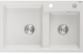 Mexen Tomas, gránit mosogató 800x500x190 mm, 2 kamrás, fehér, 6516802000-20