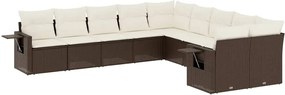 vidaXL 10 részes barna polyrattan kerti ülőgarnitúra párnákkal