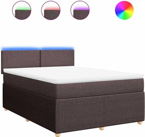 vidaXL sötétbarna szövet rugós ágy matraccal 140 x 190 cm