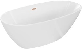 Mexen Eris, szabadon álló kád 155 x 80 cm, fehér, rózsaszín arany túlfolyó, 53441558000-60