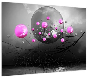 Rózsaszín gömbök képe (üvegen) (70x50 cm)