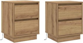 vidaXL Éjjeliszekrény 2 pcs Artisan tölgy 39 x 34,5 x 50 cm Faanyag