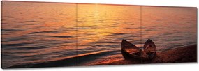 Vászonkép 90x30 Csónakok naplementekor Naplemente a tengeren Kilátás