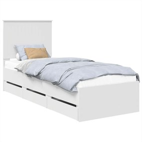 vidaXL Ágykeret fiókkal fejtámlával Fehér 75 x 190 cm Mérnöki Fa