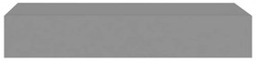 2 db szürke MDF falra szerelhető fiókos polc 60 x 23,5 x 10 cm
