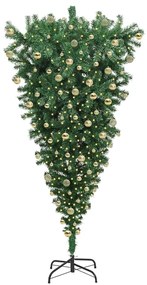 Fejre állított műanyagaló világító karácsonyfa gömb készlettel