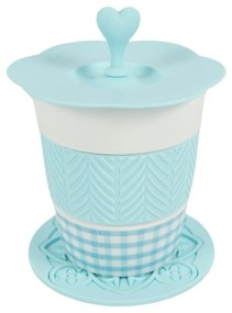 Porcelán bögre AQUELLE szilikon kiegészítőkkel 280 ml, kék