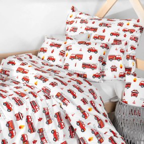 Goldea gyerek pamut ágyneműhuzat - tűzoltóautók 140 x 200 és 70 x 90 cm