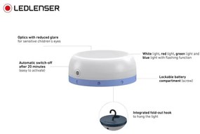 Ledlenser KIDCAMP6 RAINBOW - fényerőszabályozható hordozható LED-lámpa, 3xAAA, IP44, kék